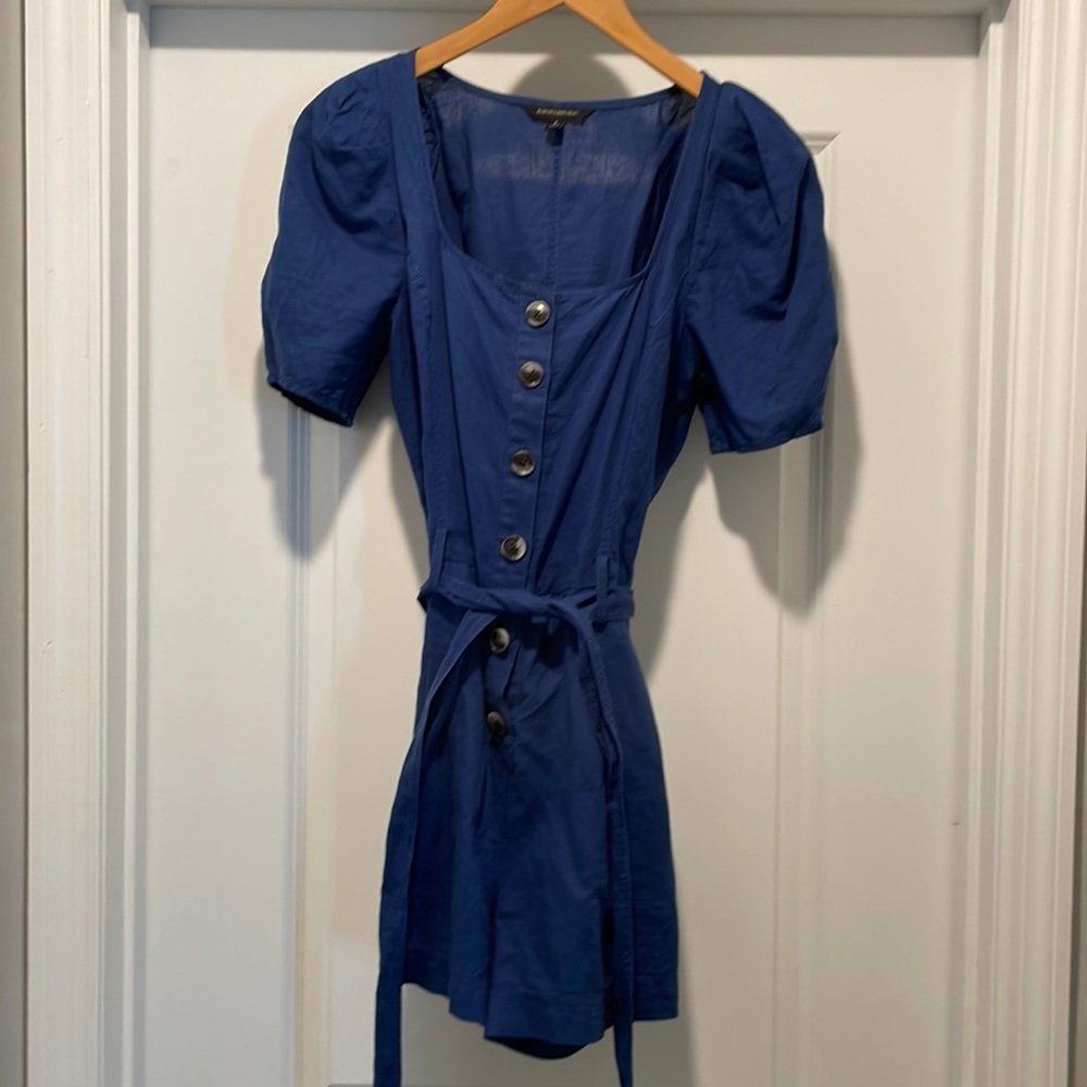 Puff sleeve button down romper